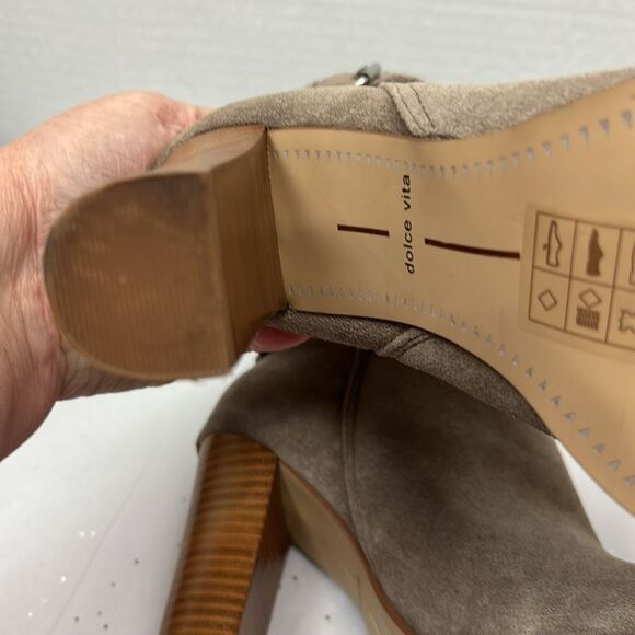 Dolce Vita Taupe suede boots high stacked heel EUC size 9.5M - Picture 13 of 14